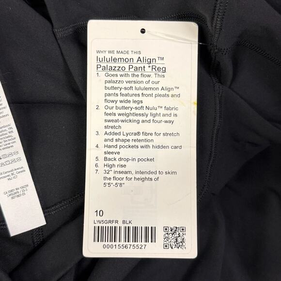 Lululemon Black Align Wide Leg Pleated Palazzo Pants Regular Boho Size 10 NWT - Picture 8 of 10